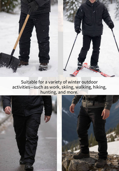 TRGPSG Men's Winter Snow Outdoor Cargo Pants 4 Pockets Warm Thermal Windproof Hiking Pants