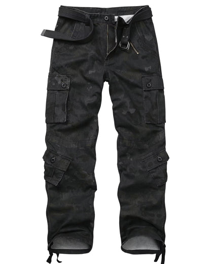 TRGPSG Men's Casual Relaxed Fit Cargo Pants Multi-Pocket Work Pants(No Belts)