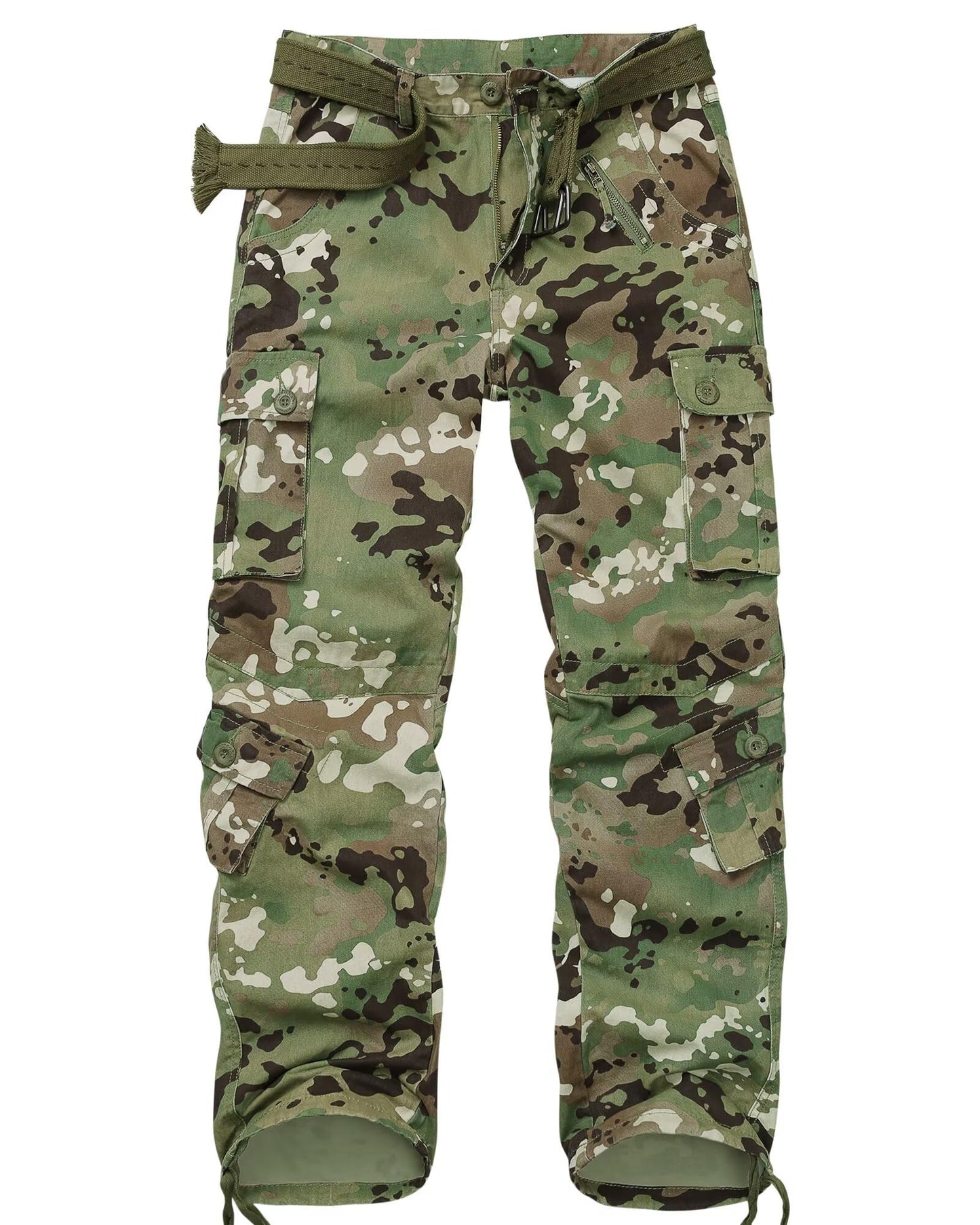 TRGPSG Men's Casual Relaxed Fit Cargo Pants Multi-Pocket Work Pants(No Belts)