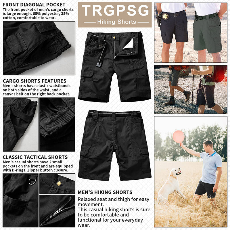 TRGPSG Tactical Shorts for Men Outdoor Hiking Camping Lightweight Breathable Cargo Shorts Elastic Waist Shorts