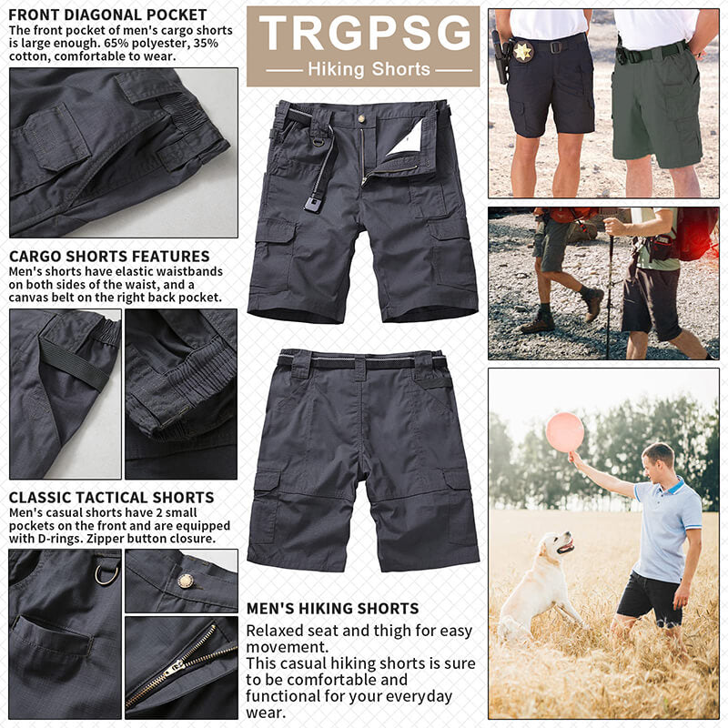 TRGPSG Tactical Shorts for Men Outdoor Hiking Camping Lightweight Breathable Cargo Shorts Elastic Waist Shorts