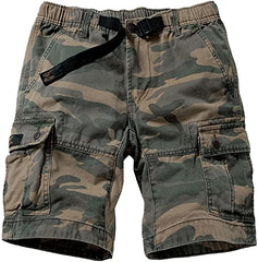 TRGPSG Men's Camo Multi-Pocket Relaxed Fit Casual Shorts,Outdoor Camouflage Twill Cargo Shorts 11" Inseam