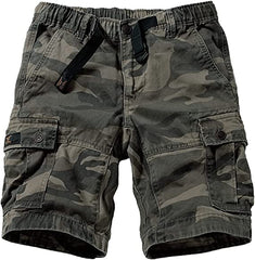 TRGPSG Men's Camo Multi-Pocket Relaxed Fit Casual Shorts,Outdoor Camouflage Twill Cargo Shorts 11" Inseam