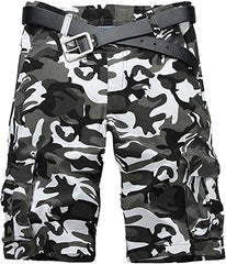 TRGPSG Men's Camo Multi-Pocket Relaxed Fit Casual Shorts,Outdoor Camouflage Twill Cargo Shorts 11" Inseam