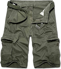 TRGPSG Men's Casual Cotton Twill Lightweight Cargo Shorts Relaxed Fit Outdoor Cargo Shorts with Zipper Pockets