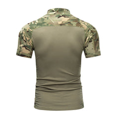 TRGPSG Men's Tactical Short Sleeve T-Shirt Pullover Polo Shirts Outdoor Camo Shirt with 1/4 Zipper