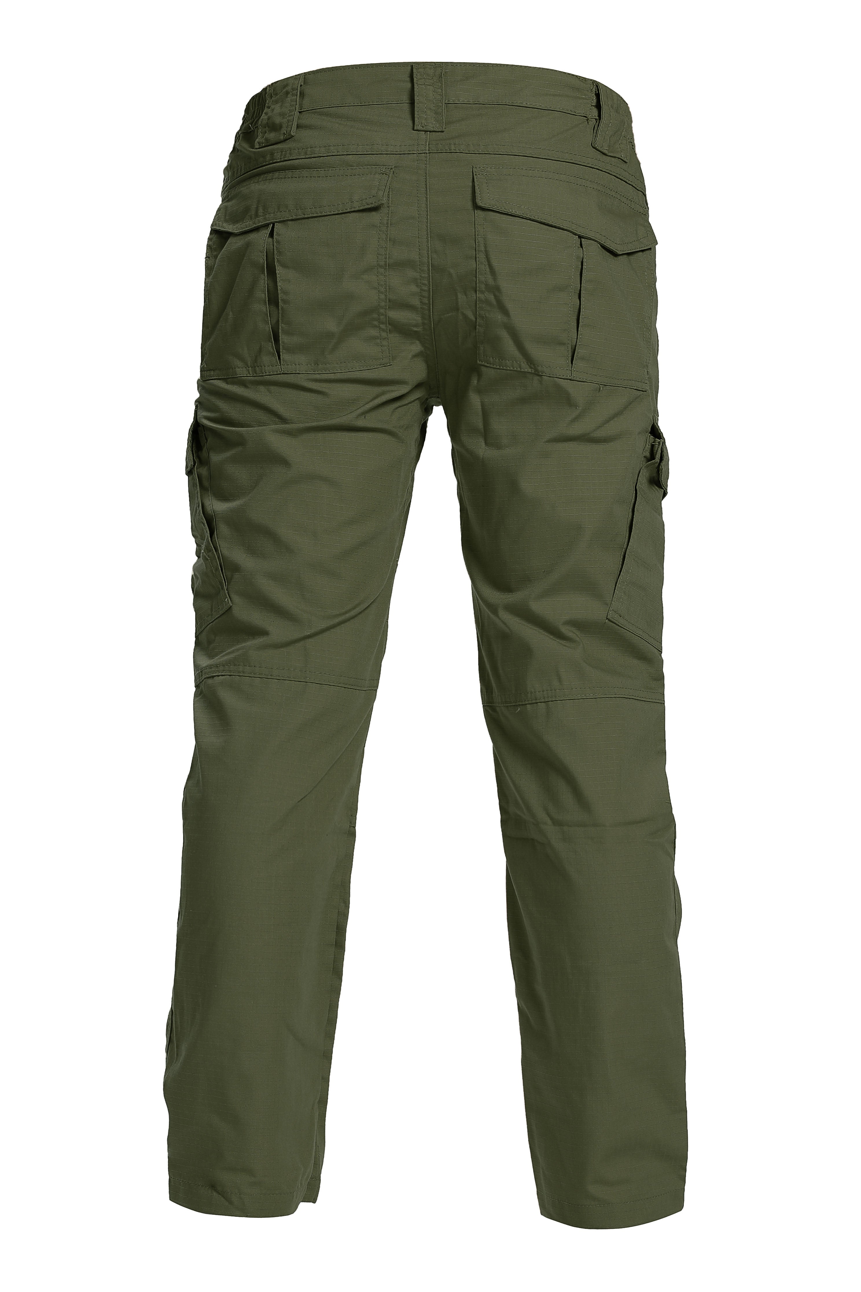Mens Casual Combat Multi Pockets Trousers Sport Elastic Waist Cargo Pants  Zipper 