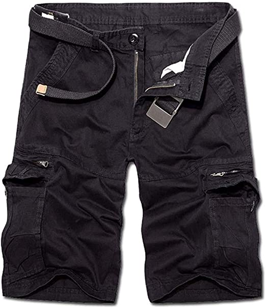 TRGPSG Men's Casual Cotton Twill Lightweight Cargo Shorts Relaxed Fit Outdoor Cargo Shorts with Zipper Pockets