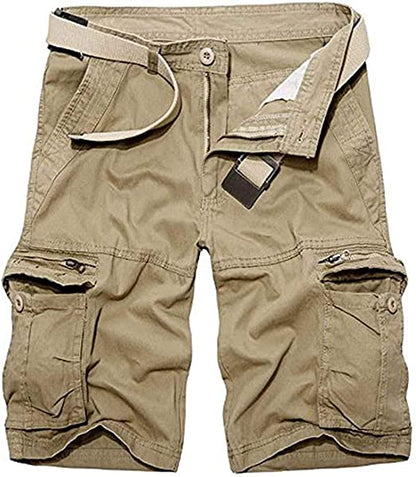 TRGPSG Men's Casual Cotton Twill Lightweight Cargo Shorts Relaxed Fit Outdoor Cargo Shorts with Zipper Pockets