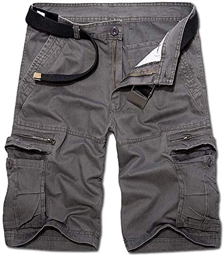 TRGPSG Men's Casual Cotton Twill Lightweight Cargo Shorts Relaxed Fit Outdoor Cargo Shorts with Zipper Pockets