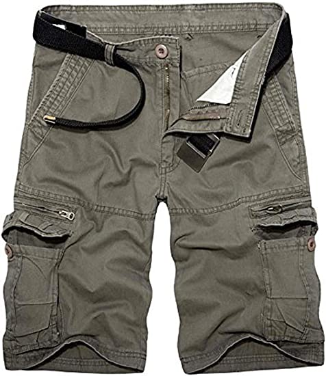 TRGPSG Men's Casual Cotton Twill Lightweight Cargo Shorts Relaxed Fit Outdoor Cargo Shorts with Zipper Pockets