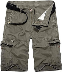 TRGPSG Men's Casual Cotton Twill Lightweight Cargo Shorts Relaxed Fit Outdoor Cargo Shorts with Zipper Pockets