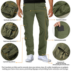 TRGPSG Men's Casual Relaxed Fit Cargo Pants with Pockets, Outdoor Camo Cotton Work Pants for Men