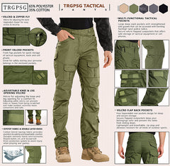 TRGPSG Men's Waterproof Hiking Pants,Scratch-Resistant Military Combat Tactical Pants,Outdoor Work BDU Cargo Pants Workwear