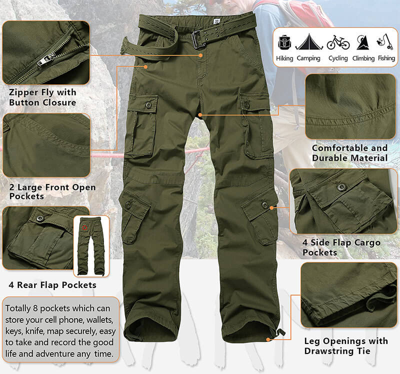 TRGPSG Men's Lightweight Casual Cargo Pants, Military Combat Relaxed F