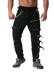 TRGPSG Men's Fashion Hiphop Rock Punk Gothic Pants Techwear Sport Hiking Riding Cotton Casual Cargo Pants