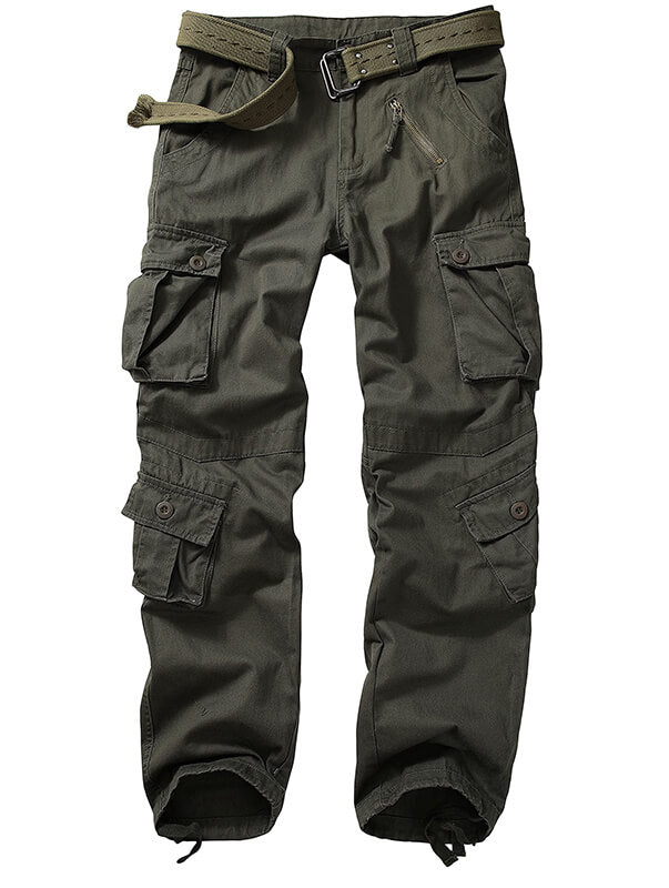 TRGPSG Men's Casual Relaxed Fit Cargo Pants Multi-Pocket Work Pants(No Belts)