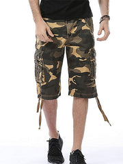 TRGPSG Men's Cargo Shorts Multi-Pocket Below Knee Cotton Work Shorts