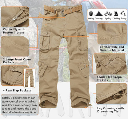 TRGPSG Men's Lightweight Casual Cargo Pants, Military Combat Relaxed Fit Tactical Work Pants