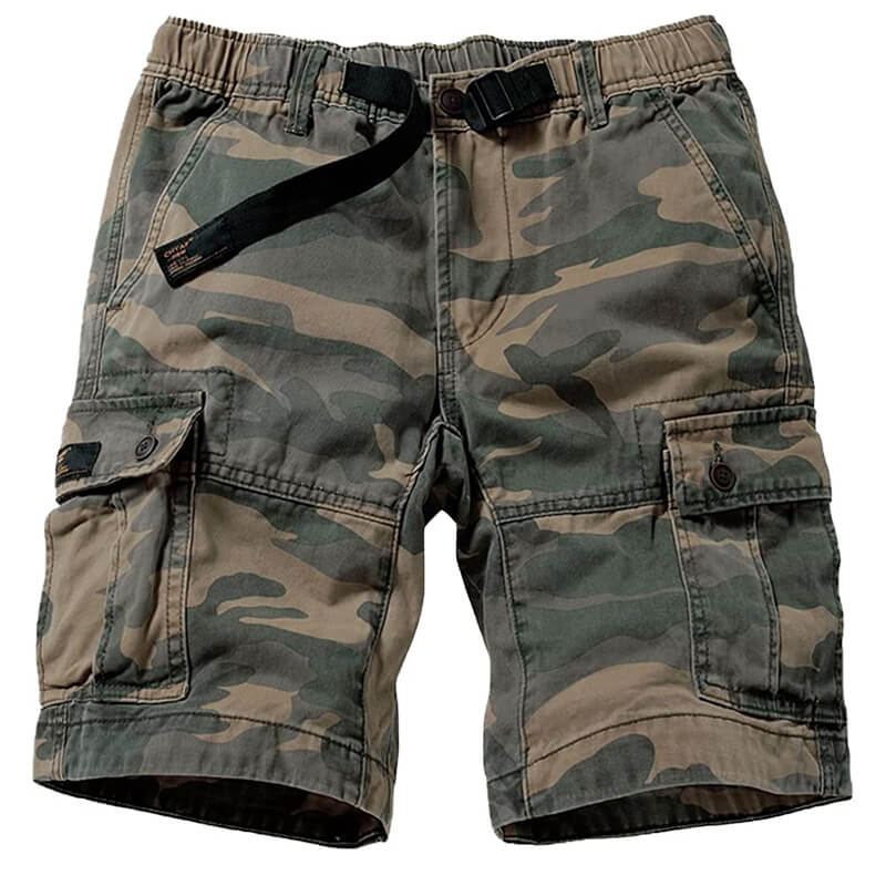 TRGPSG Men's Cotton Casual Multi Pocket Outdoor Camouflage Shorts Twill Camo Cargo Shorts