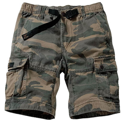 TRGPSG Men's Cotton Casual Multi Pocket Outdoor Camouflage Shorts Twill Camo Cargo Shorts