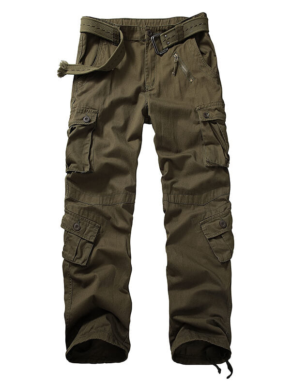 TRGPSG Men's Casual Relaxed Fit Cargo Pants Multi-Pocket Work Pants(No Belts)