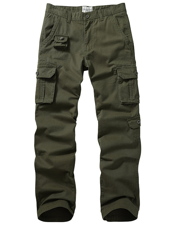 Men Multi-pocket Cargo Pants Outdoor Solid Color Trousers Hiking Camp
