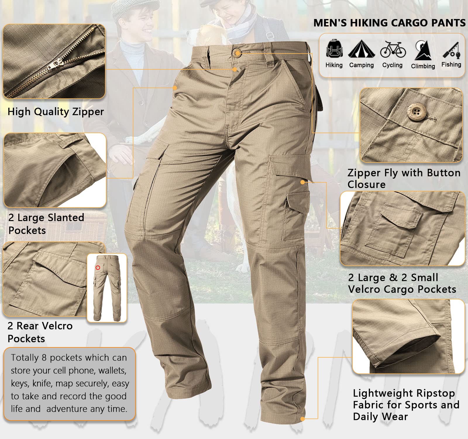 Fashion Mens Tactical Pants Multi Pocket Elastic Waist Military Cargo  Waterproof Combat Trousers Outdoor Hiking Trekking Pant | Jumia Nigeria