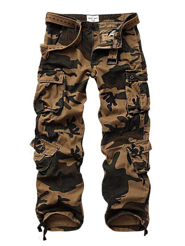 TRGPSG Casual Camo Cargo Pants Multi Pocket Work Pants(No Belts)