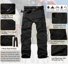 TRGPSG Men's Lightweight Casual Cargo Pants, Military Combat Relaxed Fit Tactical Work Pants