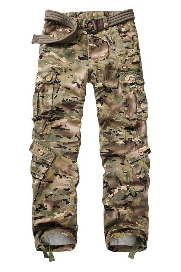 TRGPSG Men's Casual Relaxed Fit Cargo Pants Multi-Pocket Work Pants(No Belts)