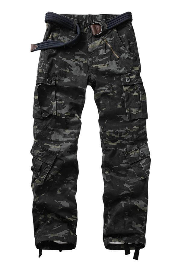 TRGPSG Men's Casual Relaxed Fit Cargo Pants Multi-Pocket Work Pants(No Belts)