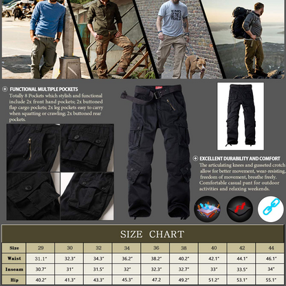 TRGPSG Men's Casual Cargo Pants Multi Pocket Work Pants