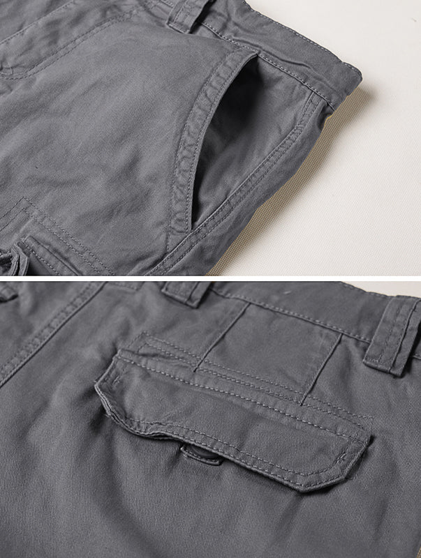TRGPSG Men's Lightweight Multi Pocket Cotton Casual Cargo Shorts