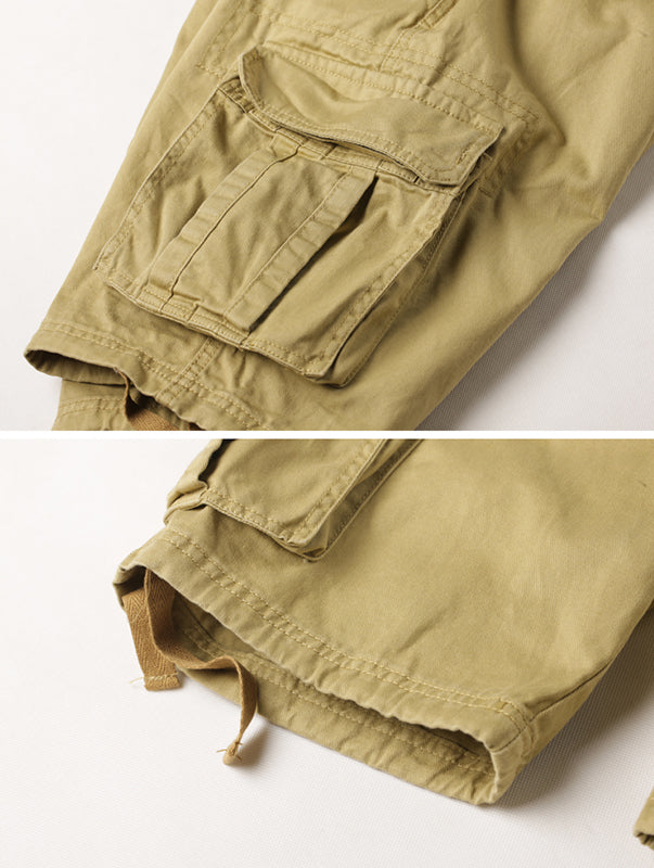 TRGPSG Men's Lightweight Multi Pocket Cotton Casual Cargo Shorts