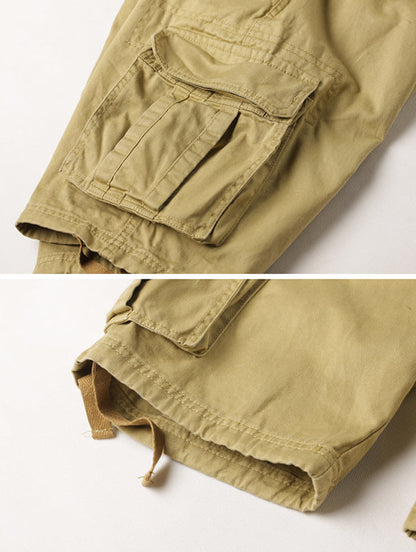 TRGPSG Men's Lightweight Multi Pocket Cotton Casual Cargo Shorts